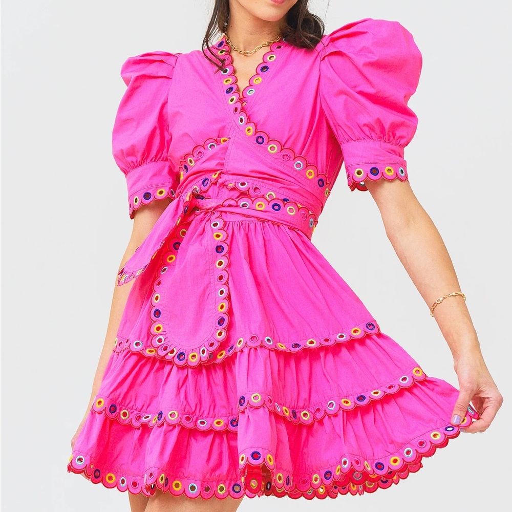 CeliaB Einar Dress hot pink, fuchsia, puff sleeve M